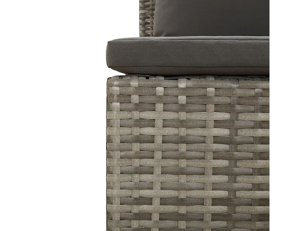 Salon de jardin 4 pcs avec coussins Gris Résine tressée