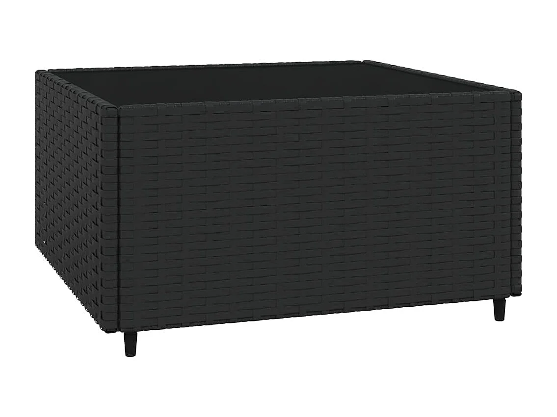 Salon de jardin 3 pcs avec coussins Noir Résine tressée