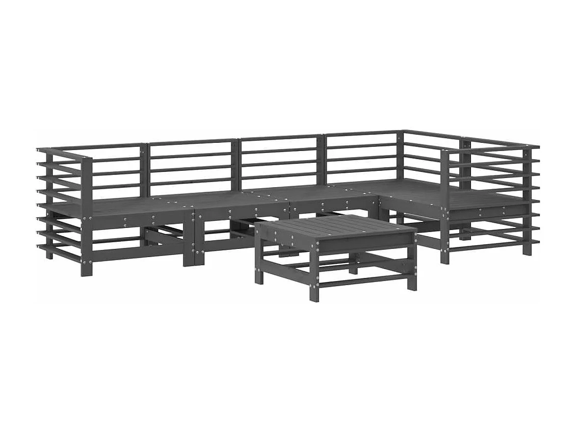 vidaXL Juego de muebles de jardín 6 pzas y cojines madera maciza gris