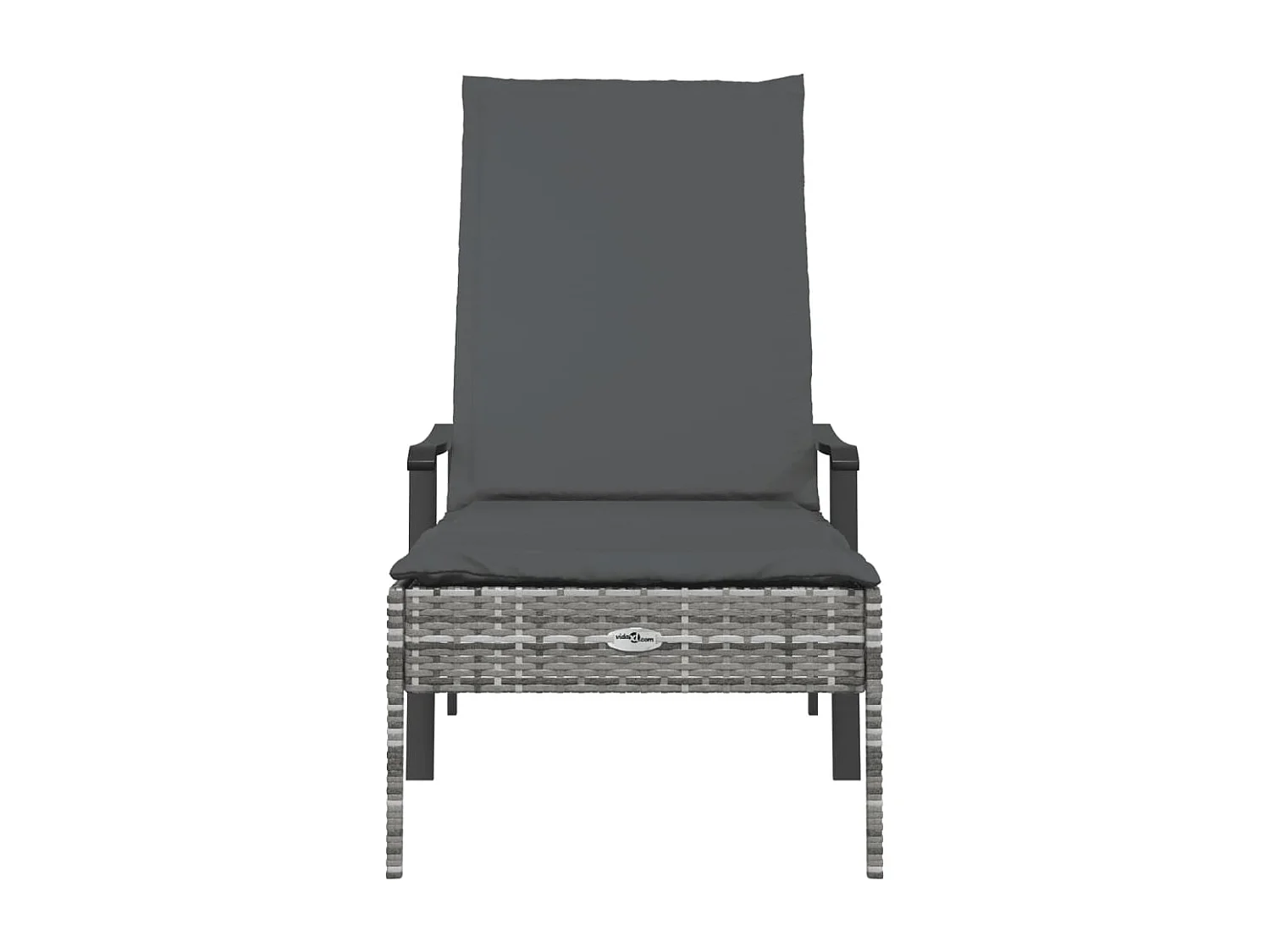 Chaise longue avec coussin gris résine tressée