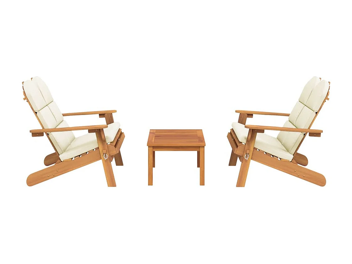 Ensemble de salon de jardin Adirondack 3 pcs bois acacia solide