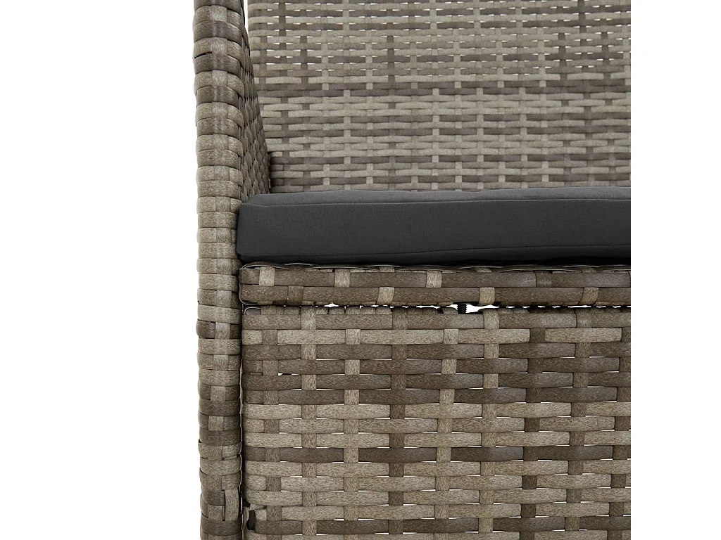 Salon de jardin 4 pcs avec coussins Gris Résine tressée