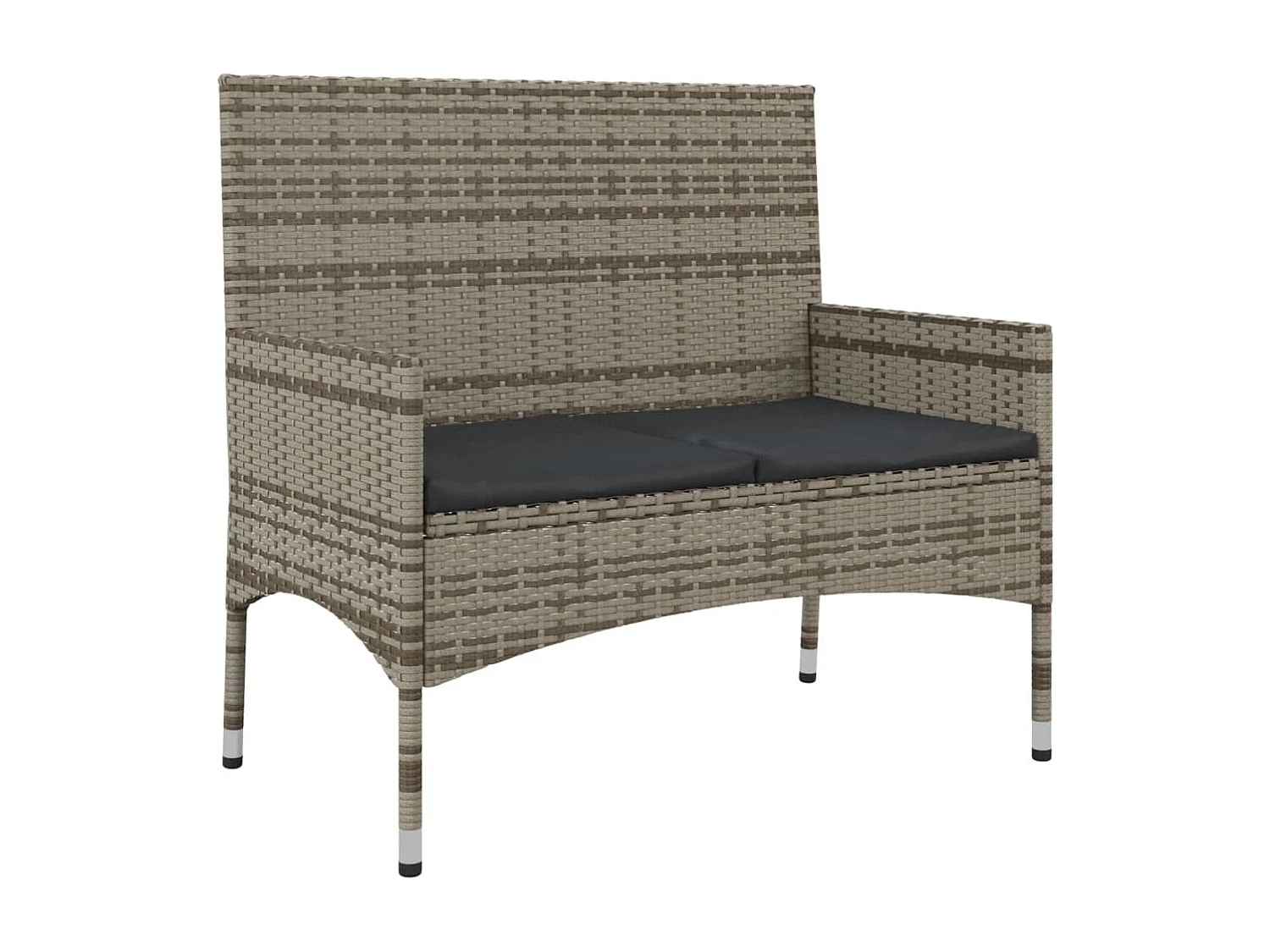 Salon de jardin 4 pcs avec coussins Gris Résine tressée