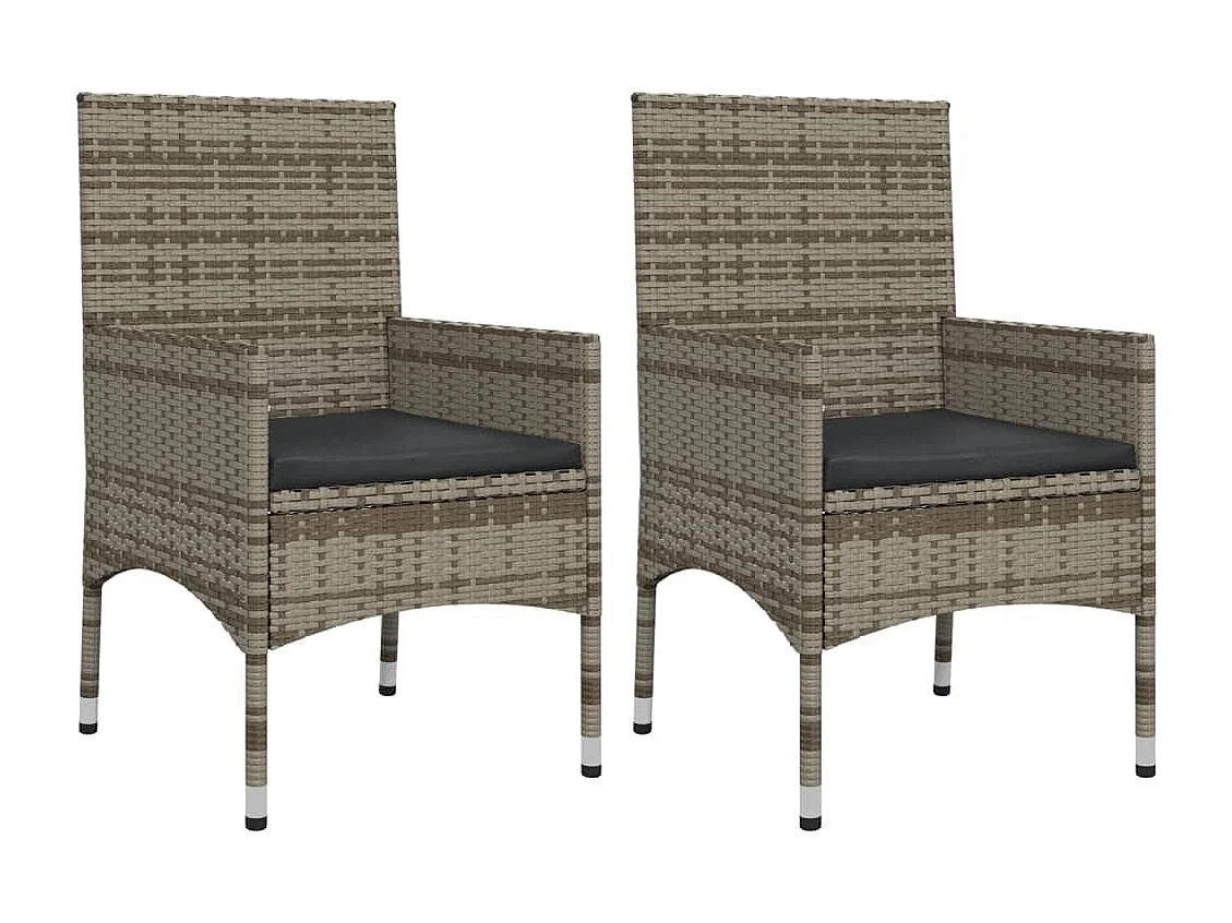 Salon de jardin 4 pcs avec coussins Gris Résine tressée