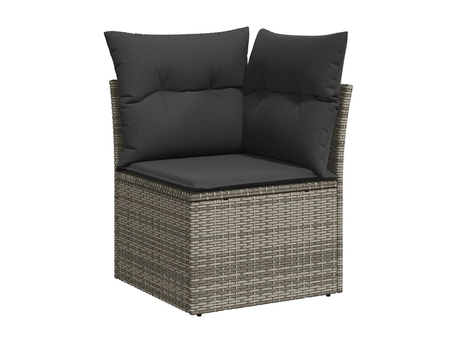 Salon de jardin avec coussins 12 pcs gris résine tressée