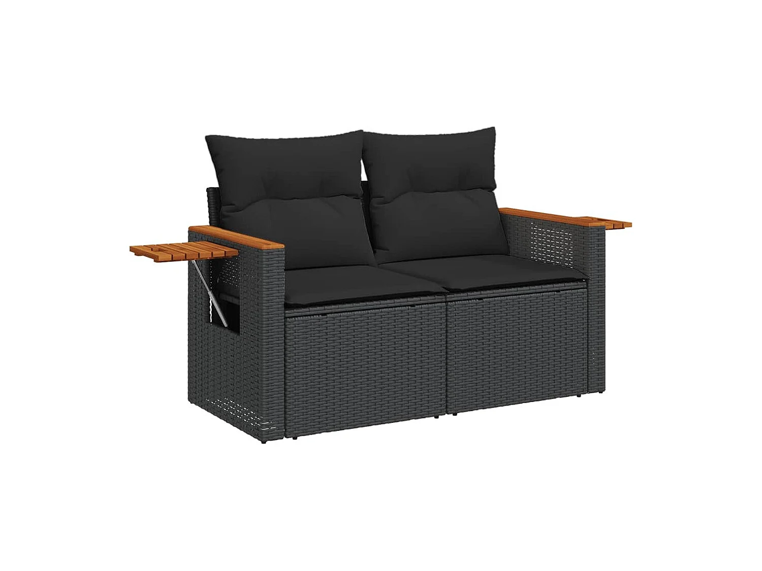 Salon de jardin 6 pcs avec coussins noir résine tressée