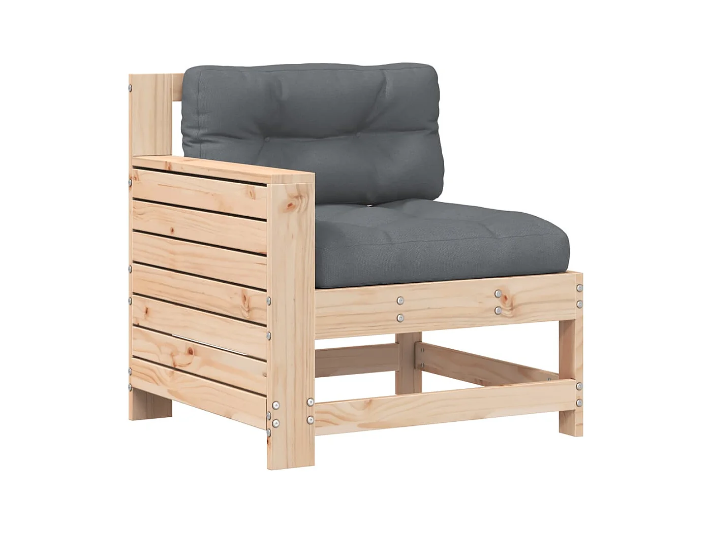 Canapé de jardin accoudoir avec coussin bois massif de pin