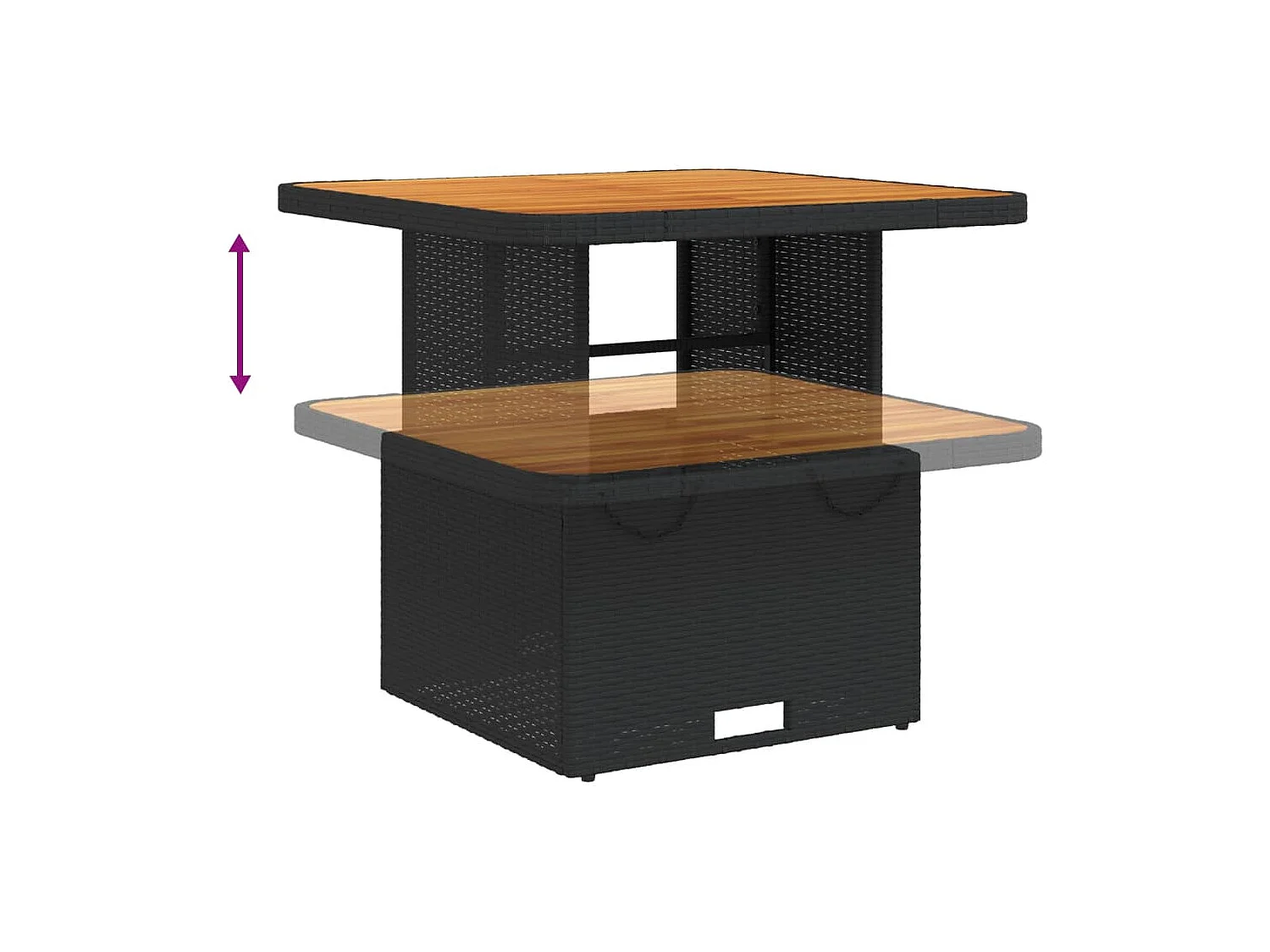 Ensemble de bistro 3 pcs avec coussins noir résine tressée