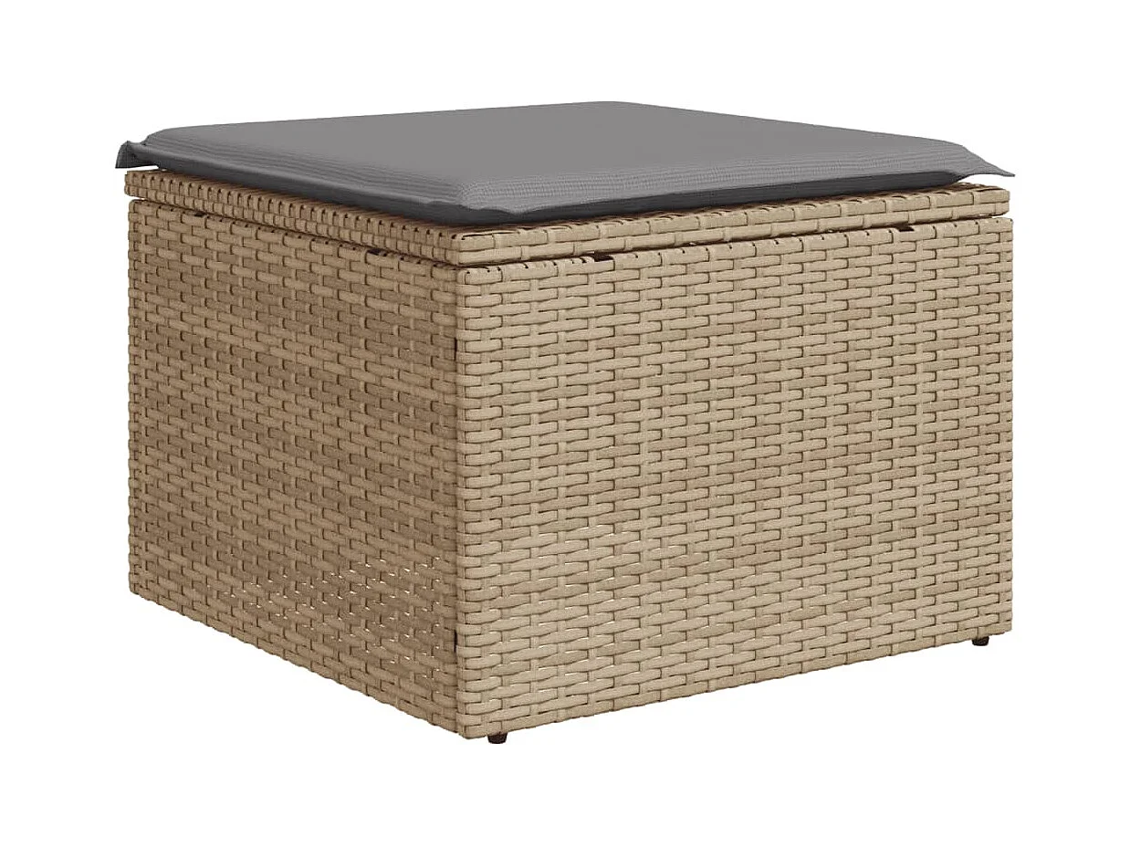 Salon de jardin avec coussins 7 pcs beige résine tressée