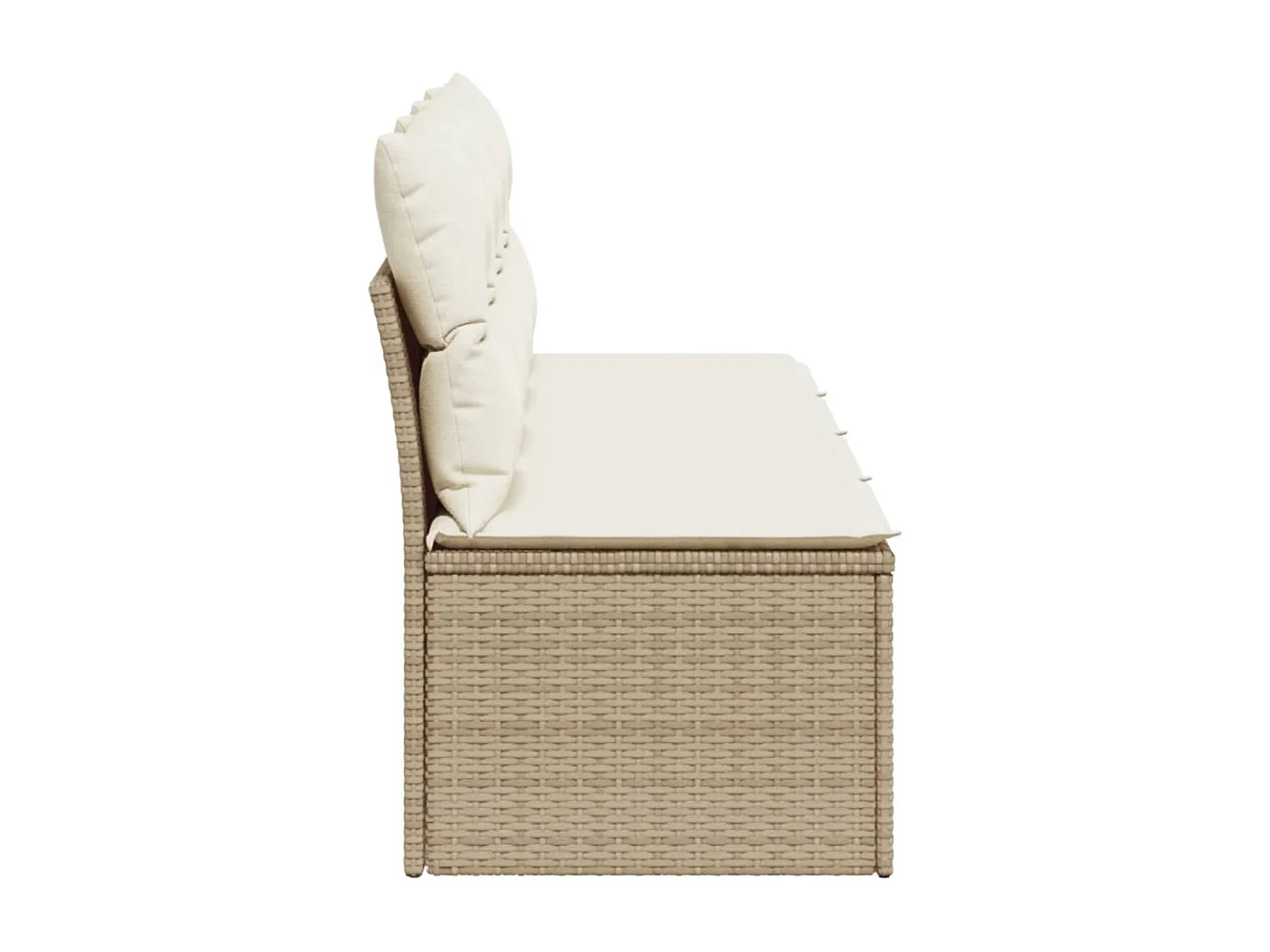 Canapé de jardin avec coussins 4 places beige résine tressée