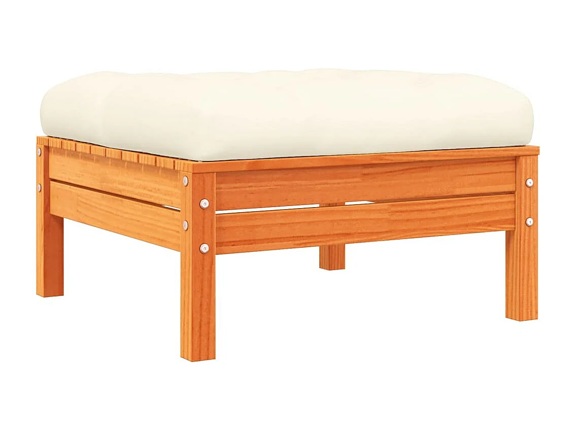 Salon de jardin 10pcs avec coussins cire marron bois pin massif