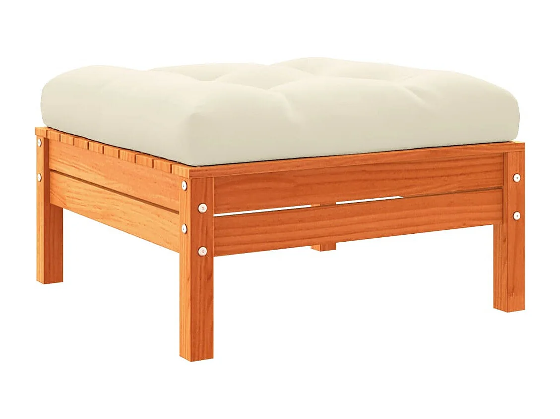 Salon de jardin 10pcs avec coussins cire marron bois pin massif