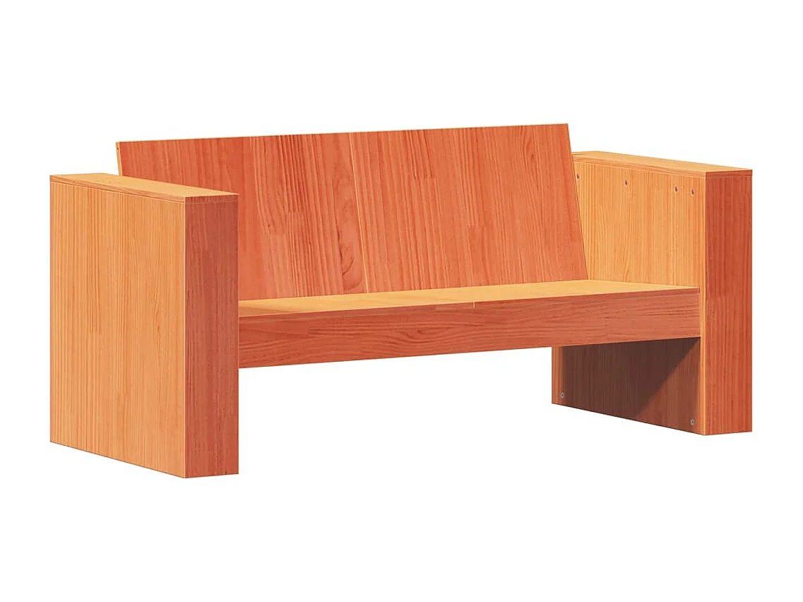 Canapé de jardin 2 places marron bois pin massif