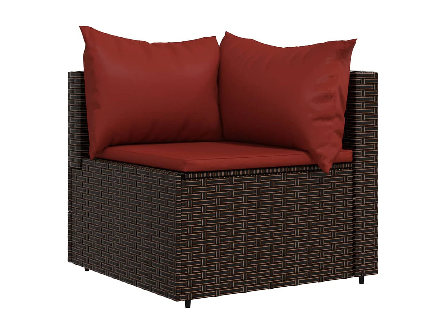 Salon de jardin 3 pcs avec coussins marron résine tressée