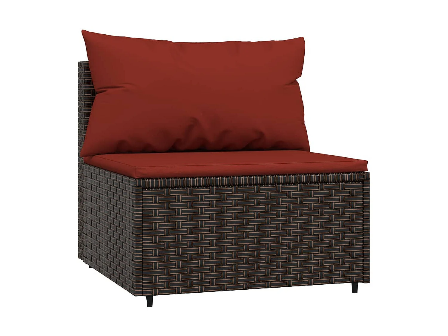 Salon de jardin 3 pcs avec coussins marron résine tressée