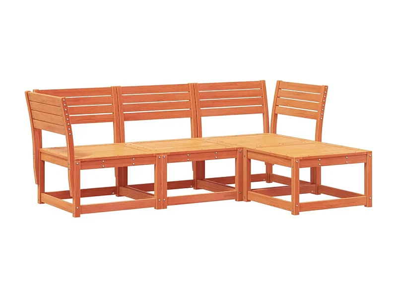 Salon de jardin 4 pcs marron bois de pin massif