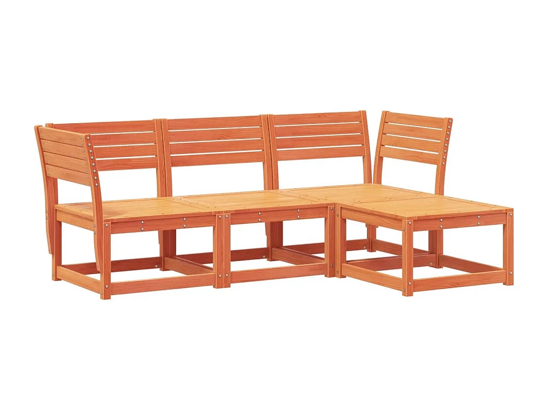 Salon de jardin 4 pcs marron bois de pin massif