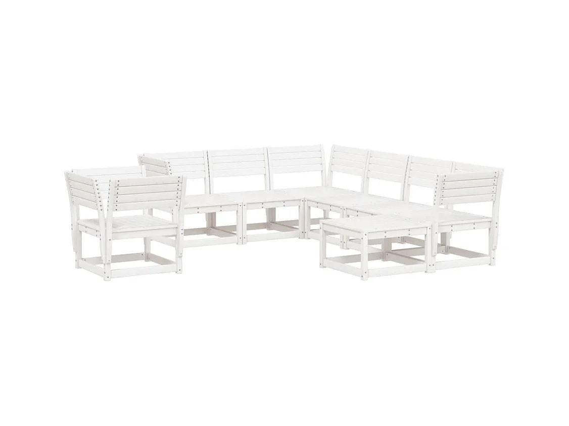 Salon de jardin 8 pcs Blanc Bois de pin massif