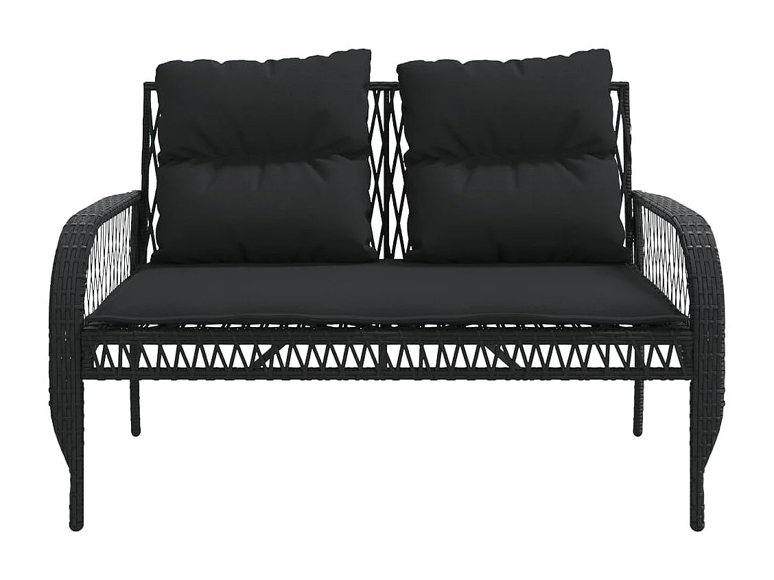 Salon de jardin 4 pcs avec coussins noir résine tressée