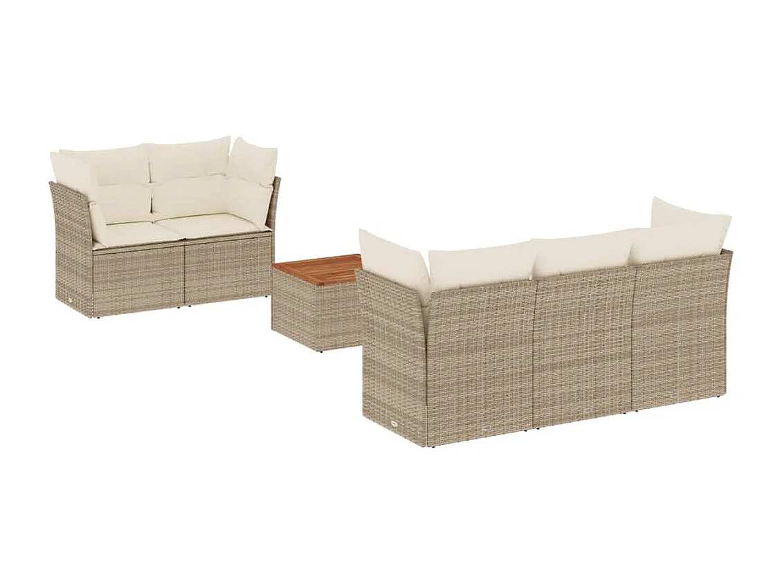 Salon de jardin avec coussins 6 pcs beige résine tressée