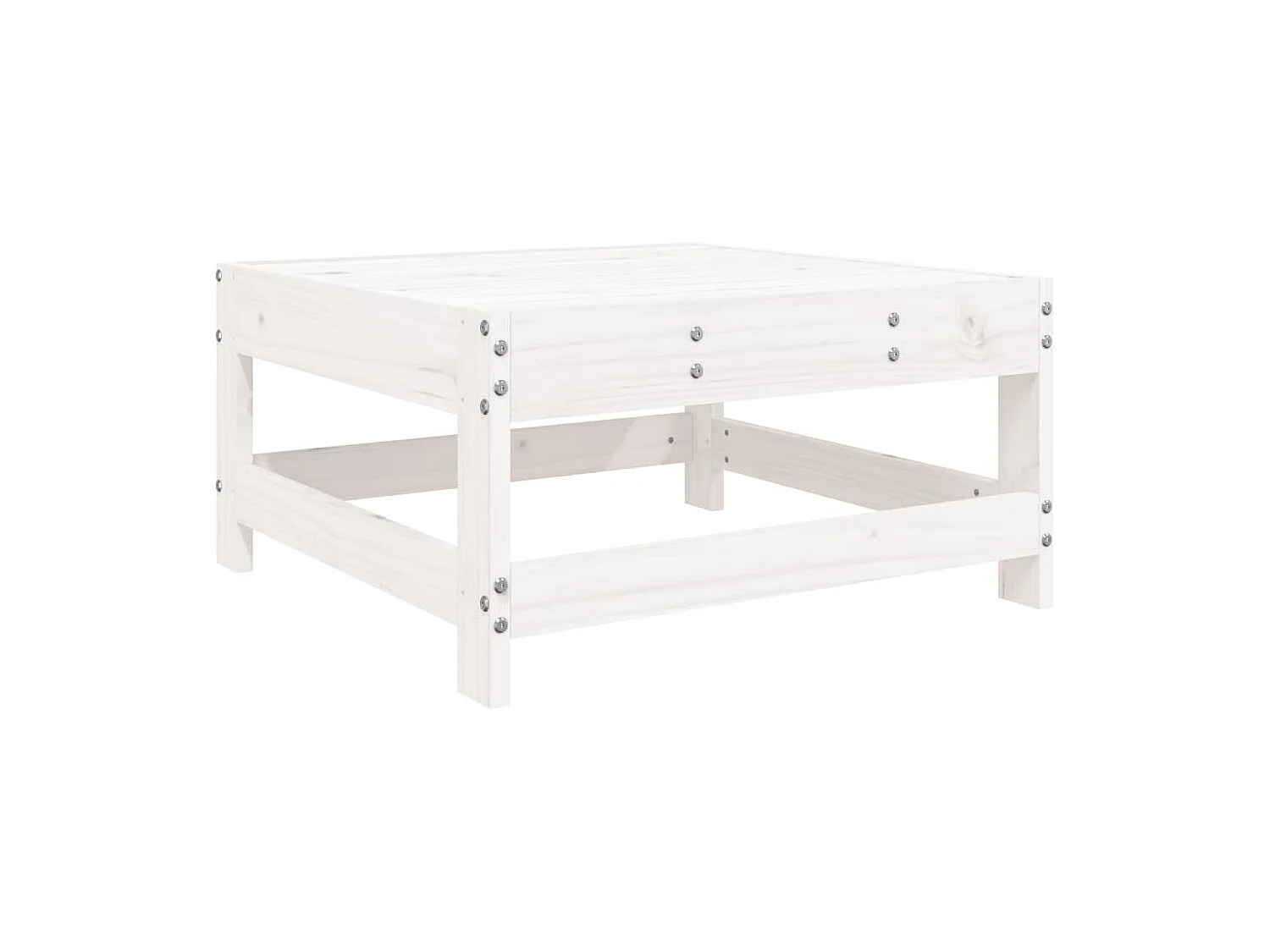 Salon de jardin 5 pcs blanc bois massif de pin