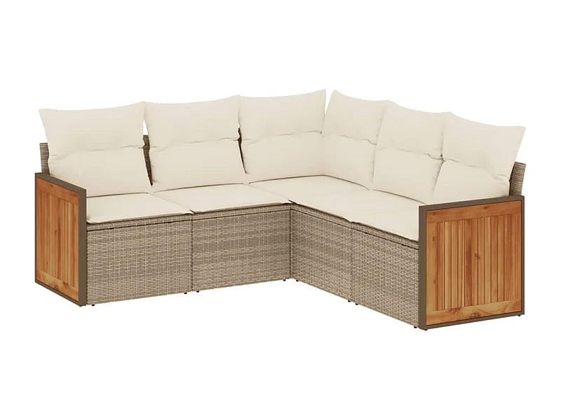 Salon de jardin avec coussins 5 pcs beige résine tressée