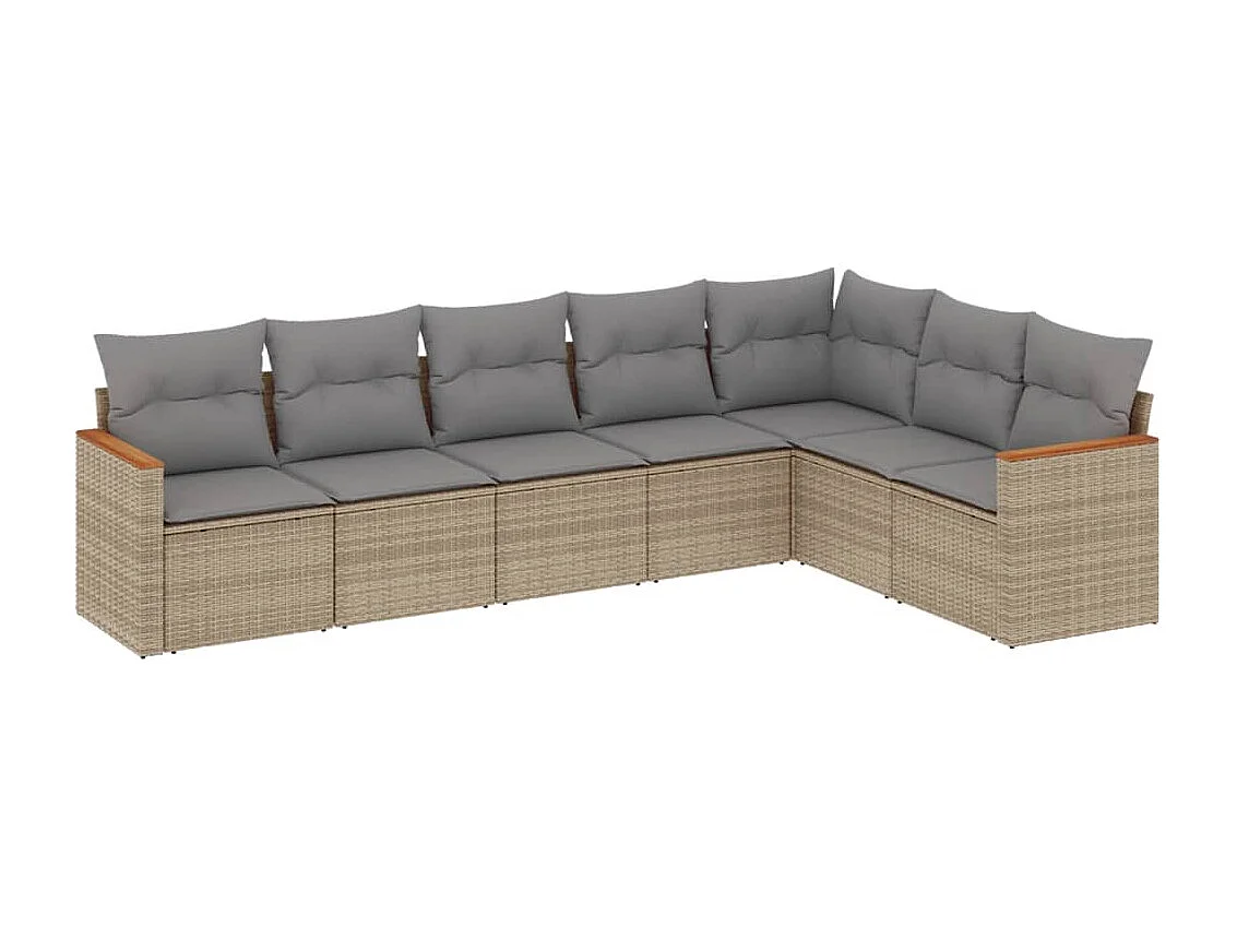 Salon de jardin avec coussins 7pcs mélange beige résine tressée