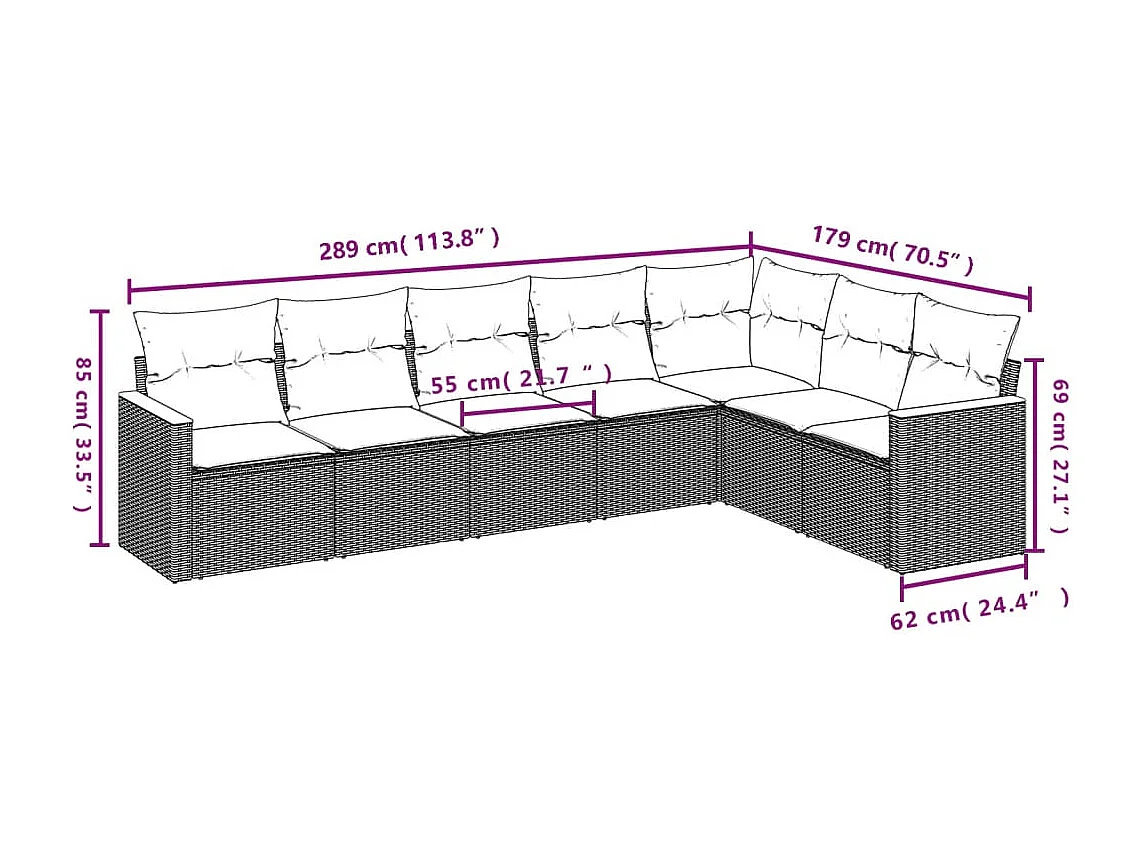 Salon de jardin avec coussins 7pcs mélange beige résine tressée