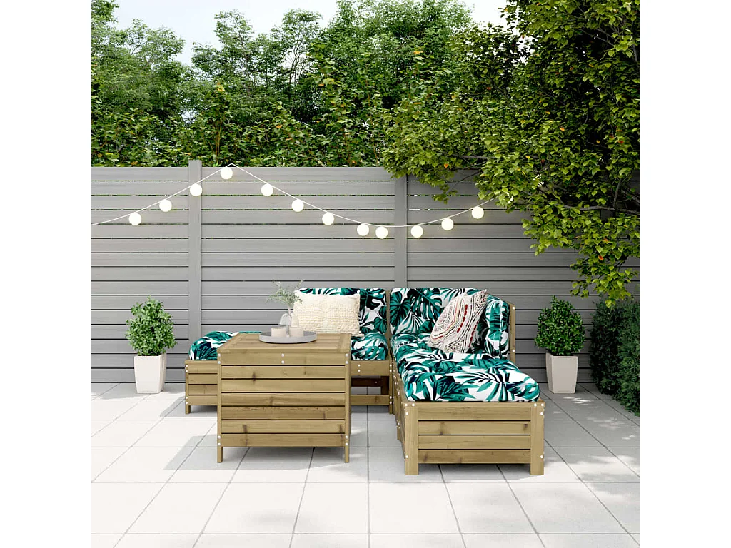 Salon de jardin 6 pcs bois de pin imprégné