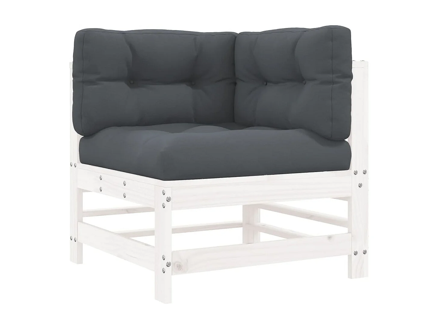 Salon de jardin 8 pcs avec coussins blanc bois massif