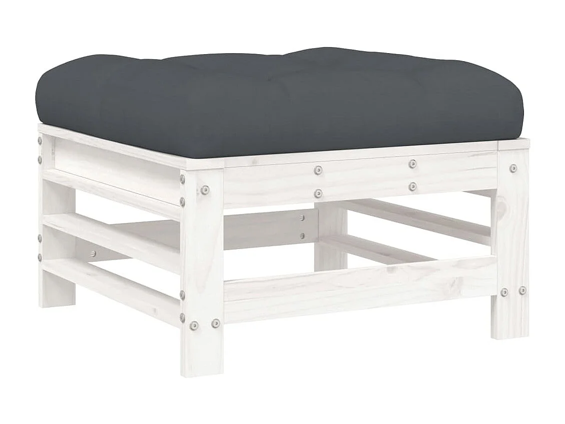 Salon de jardin 8 pcs avec coussins blanc bois massif