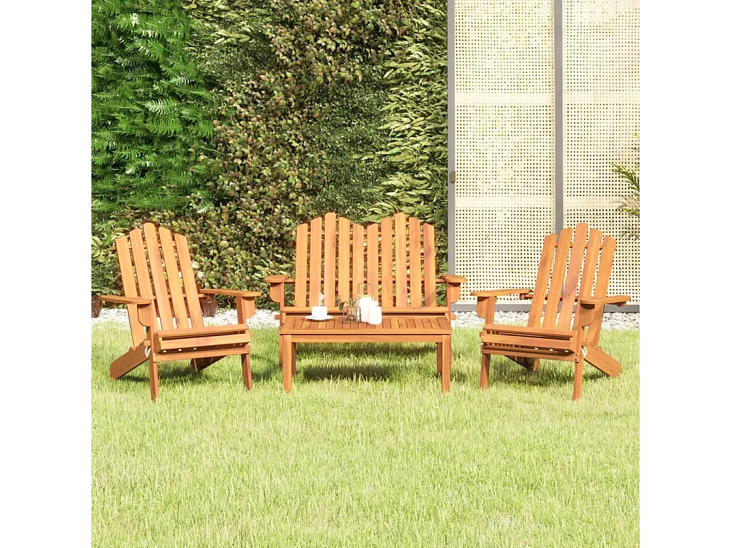 Ensemble de salon de jardin Adirondack 4 pcs bois acacia solide