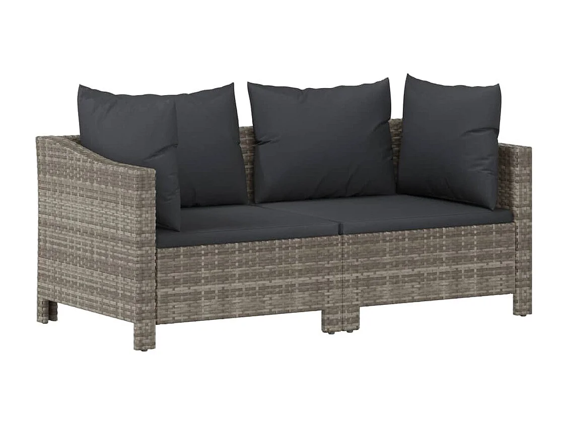 Salon de jardin 7 pcs avec coussins Gris Résine tressée