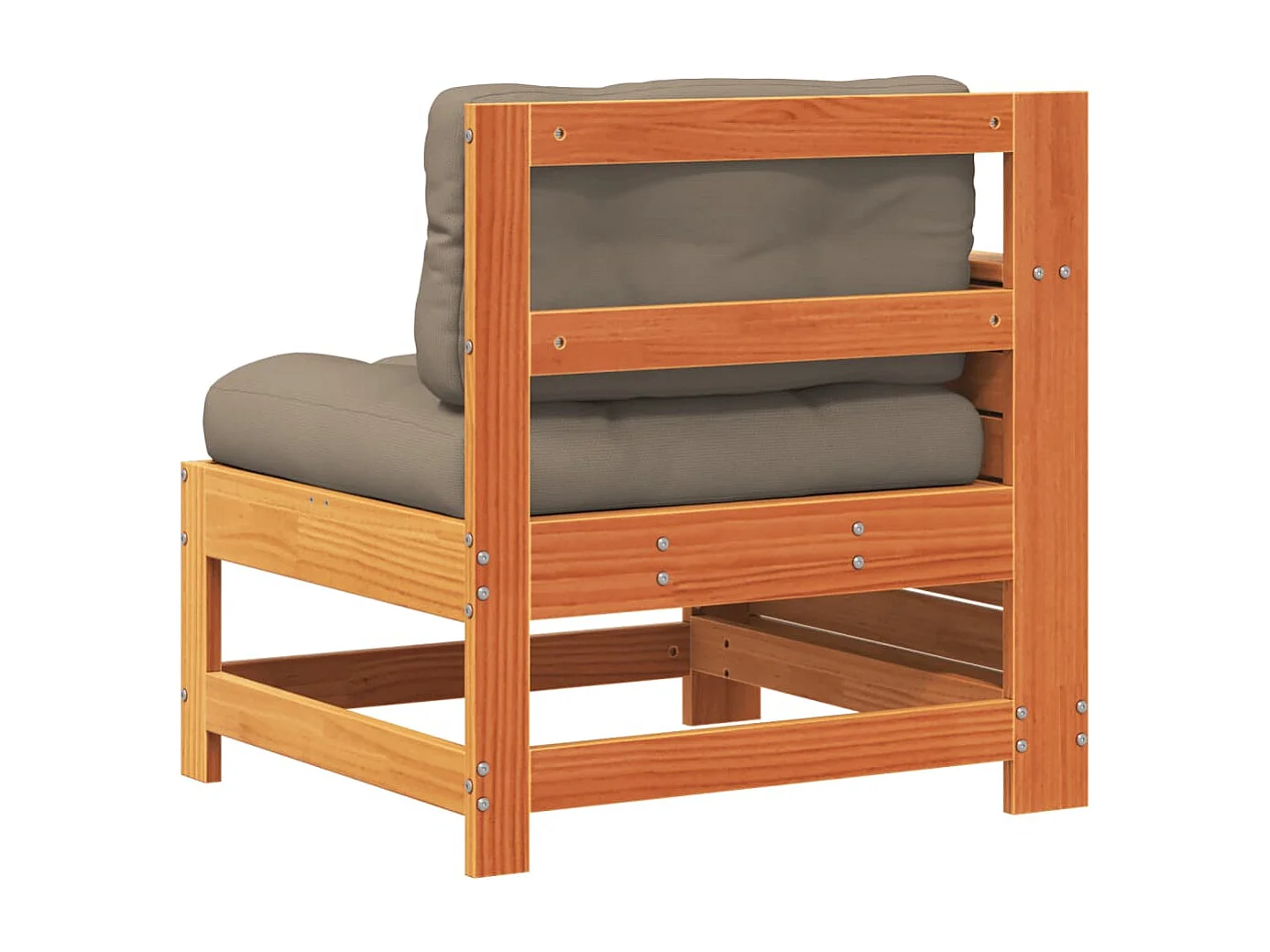 Canapé de jardin accoudoir coussins marron bois pin massif