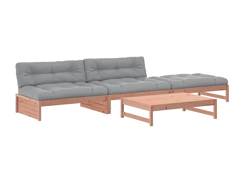 Salon de jardin 4 pcs avec coussins bois massif douglas