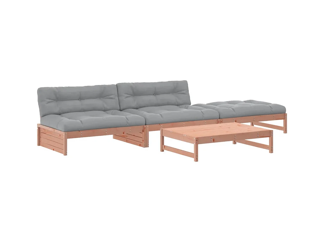 Salon de jardin 4 pcs avec coussins bois massif douglas