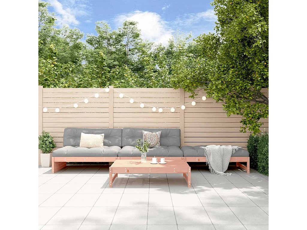 Salon de jardin 4 pcs avec coussins bois massif douglas