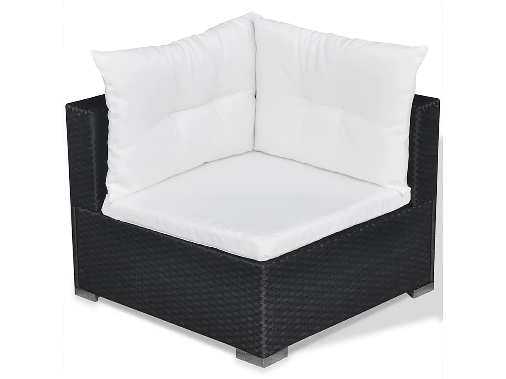 Salon de jardin 5 pcs avec coussins Résine tressée Noir