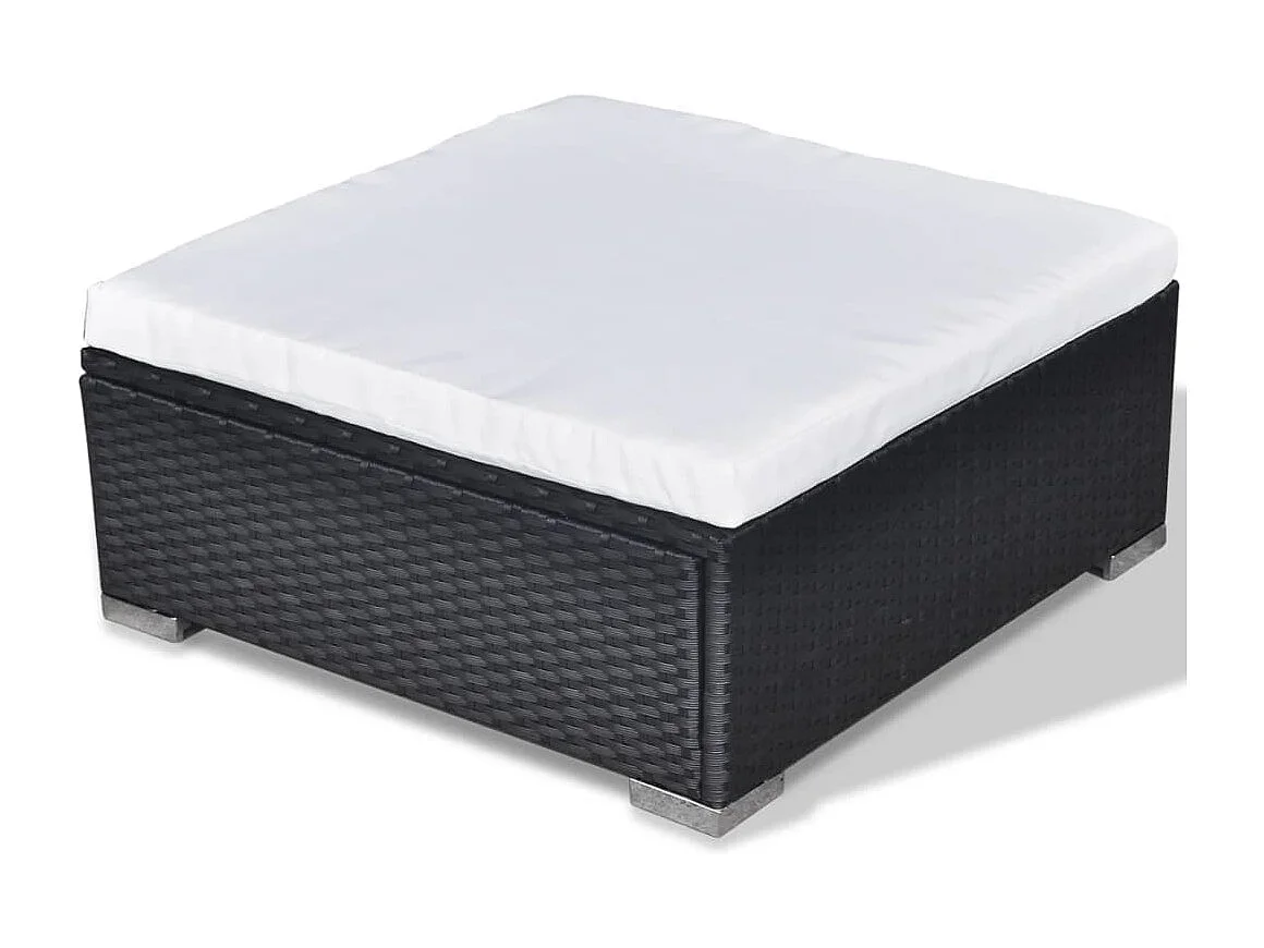 Salon de jardin 5 pcs avec coussins Résine tressée Noir