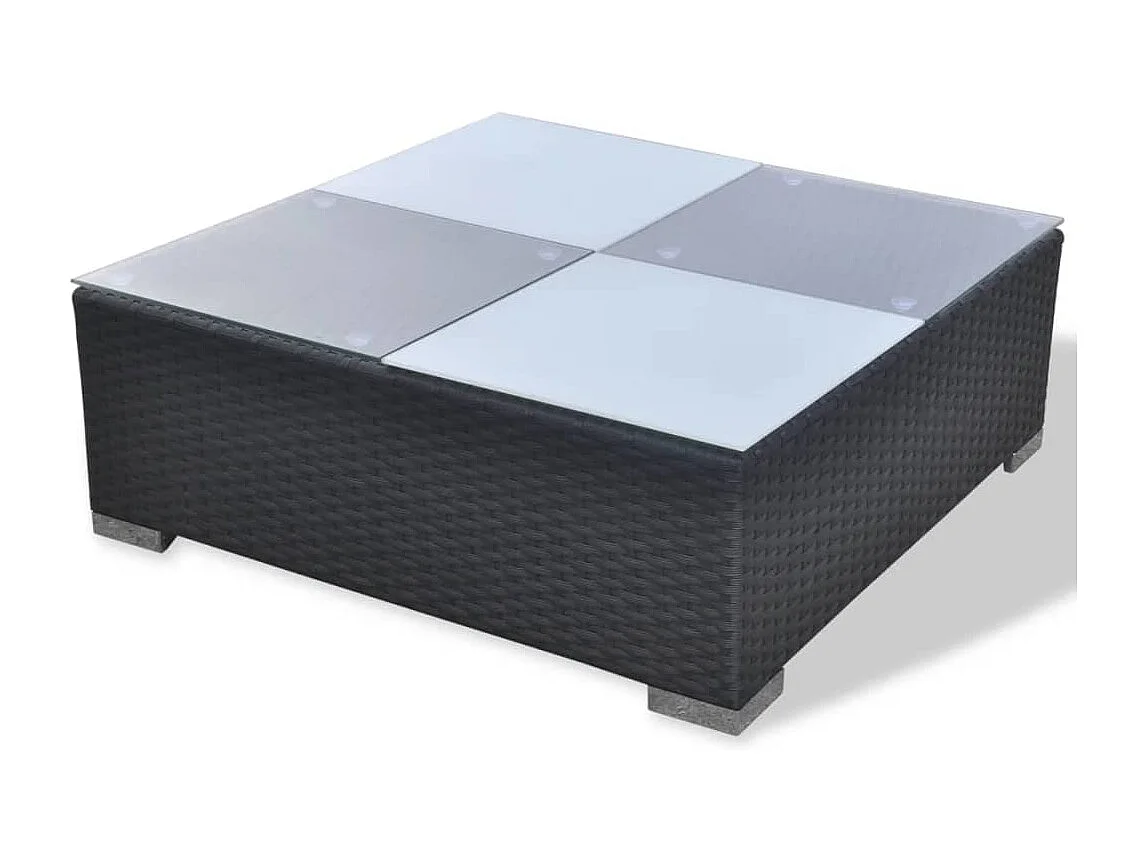 Salon de jardin 5 pcs avec coussins Résine tressée Noir