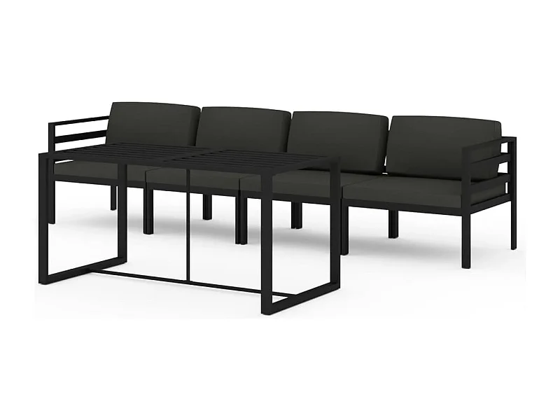 Salon de jardin 5 pcs avec coussins Aluminium Anthracite 4