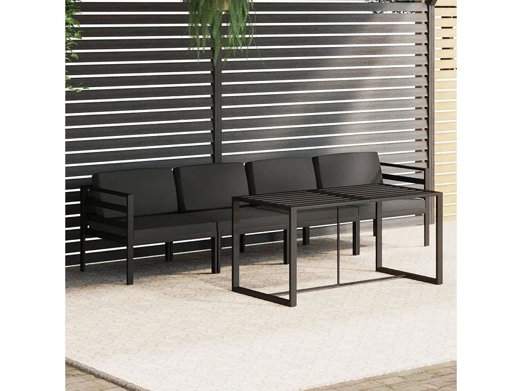 Salon de jardin 5 pcs avec coussins Aluminium Anthracite 4