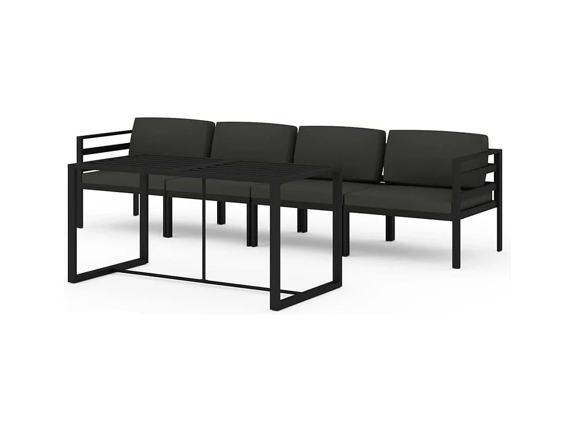 Salon de jardin 5 pcs avec coussins Aluminium Anthracite 4