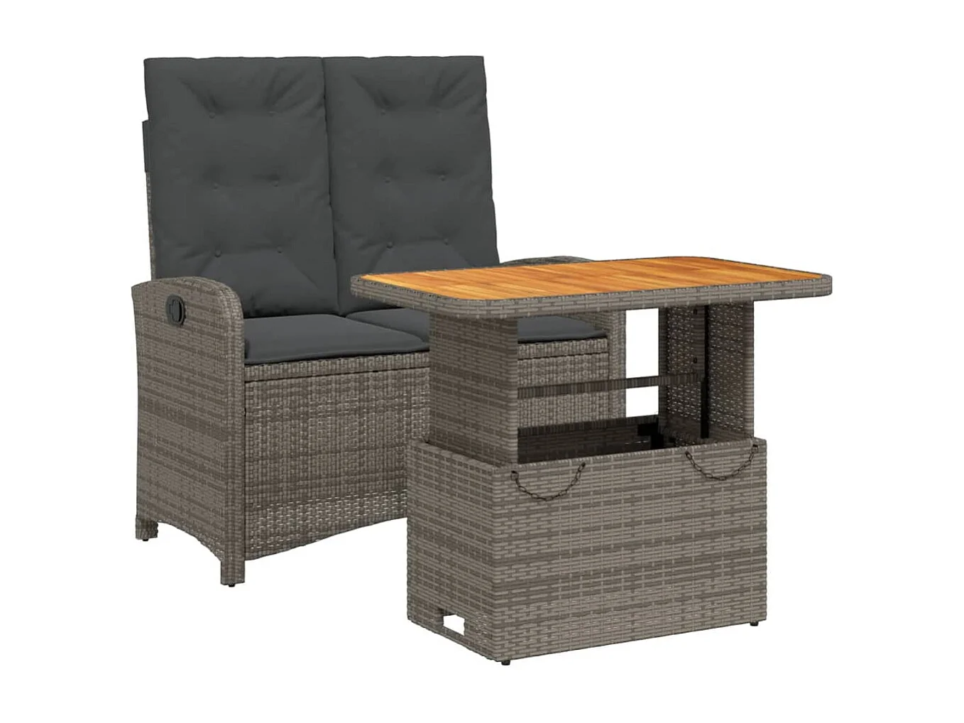 Ensemble à manger de jardin et coussins 2 pcs gris rotin