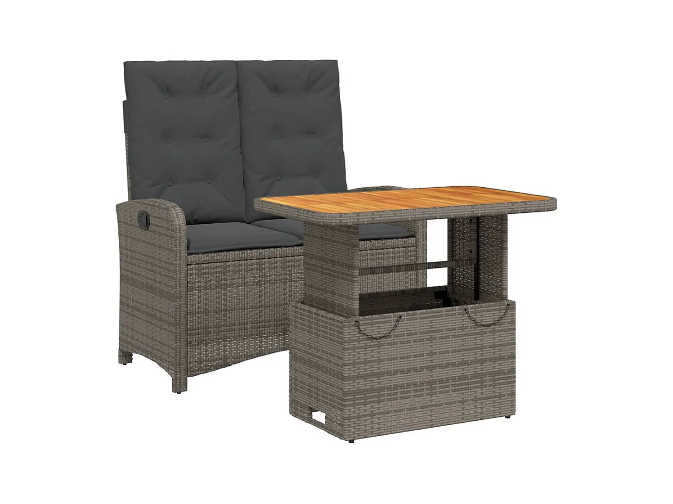 Ensemble à manger de jardin et coussins 2 pcs gris rotin