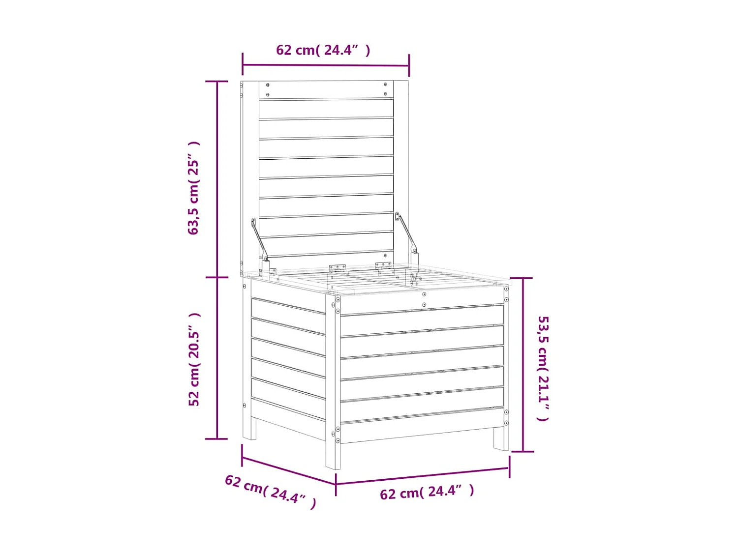 Repose-pied de jardin 62x63,5x53,5 bois de pin massif