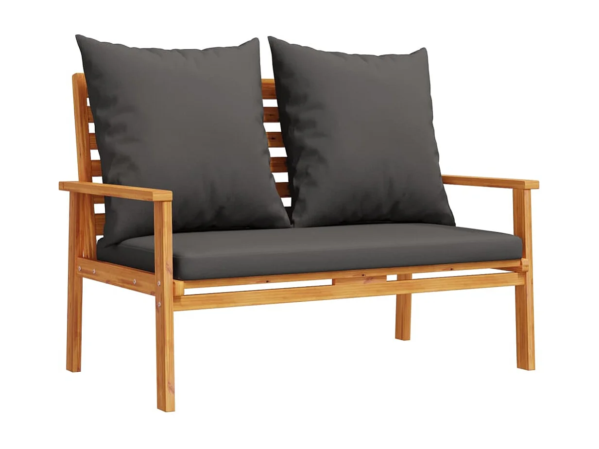 Salon de jardin 3 pcs avec coussins bois massif d'acacia