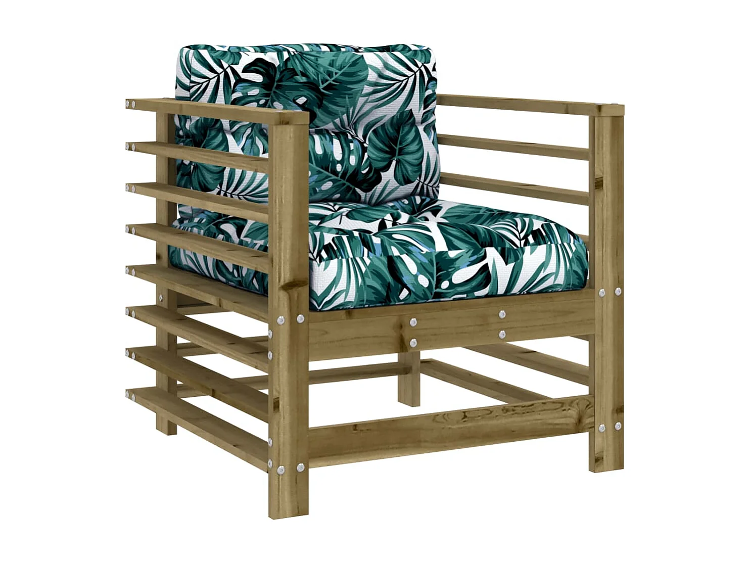 Salon de jardin 7 pcs avec coussins bois de pin imprégné