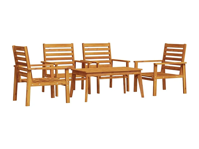 Salon de jardin 5 pcs bois d'acacia solide