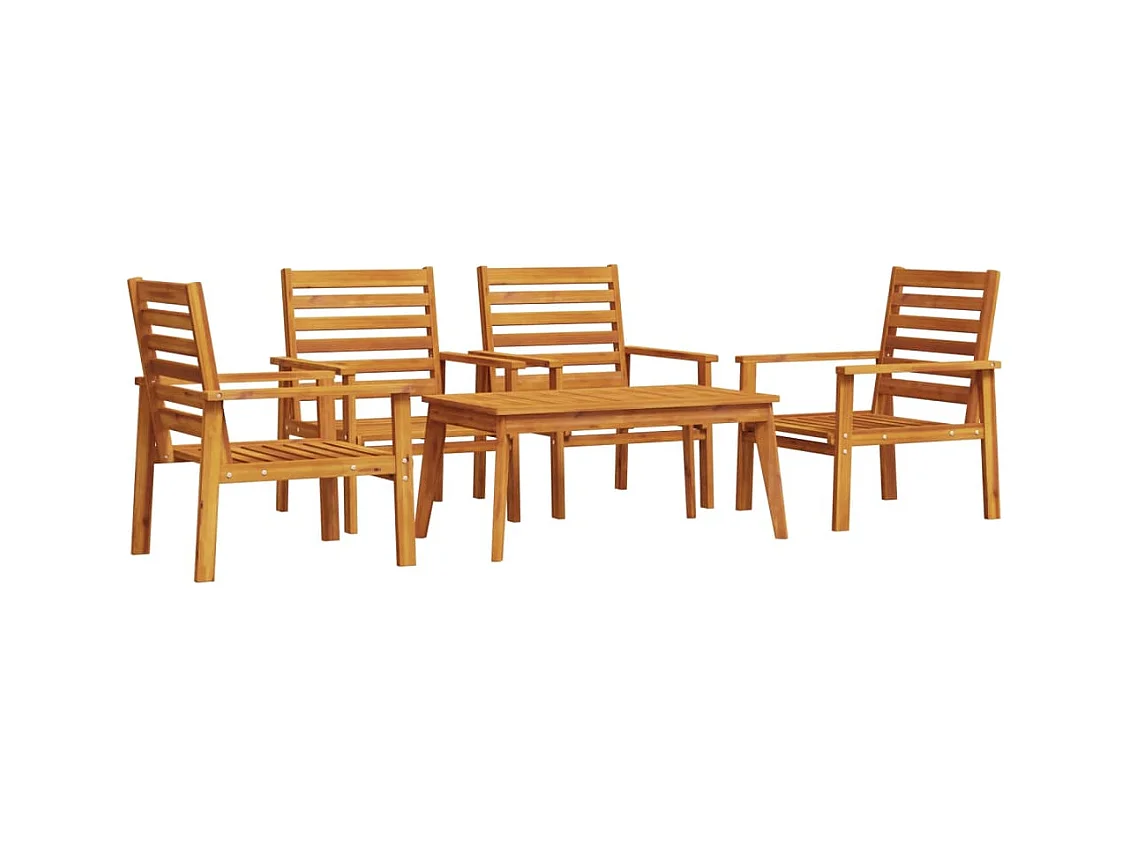 Salon de jardin 5 pcs bois d'acacia solide